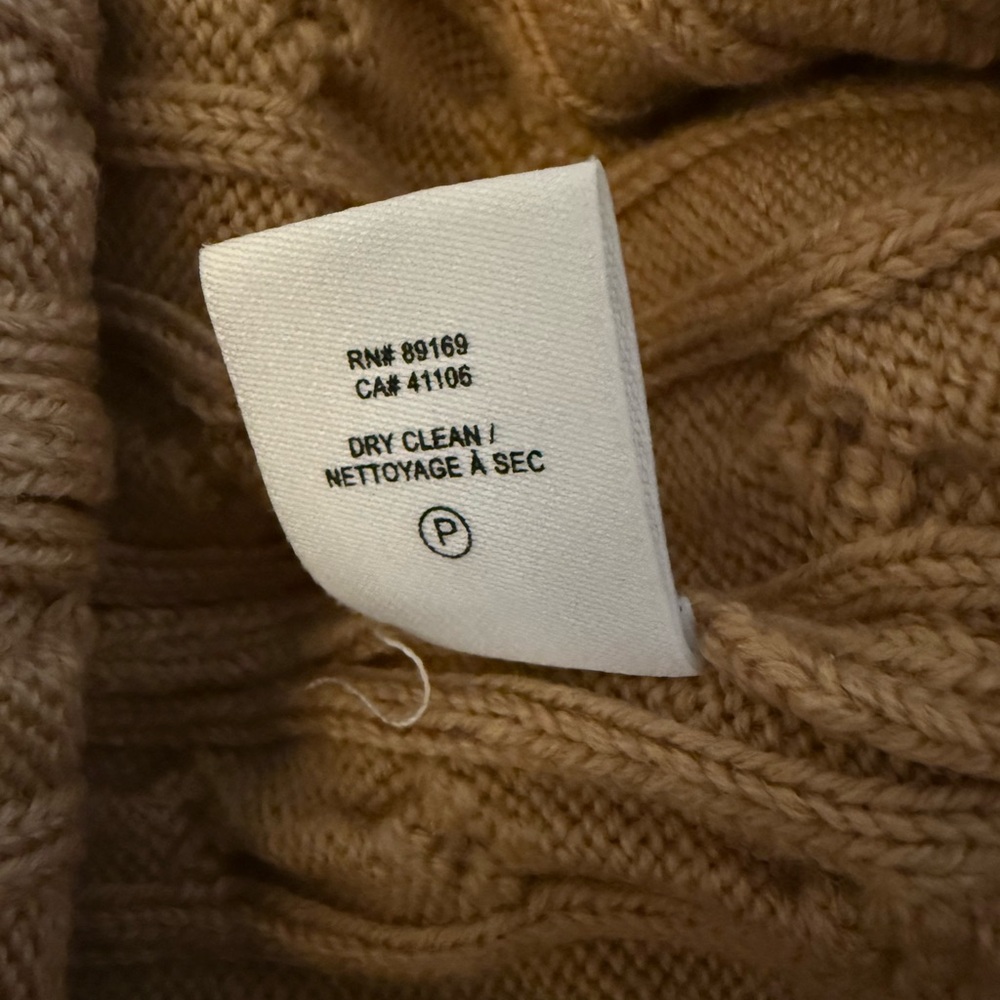 10 Crosby Derek Lam Tan Cable Knit Turtleneck Hoodie Sweater - Picture 8 of 12